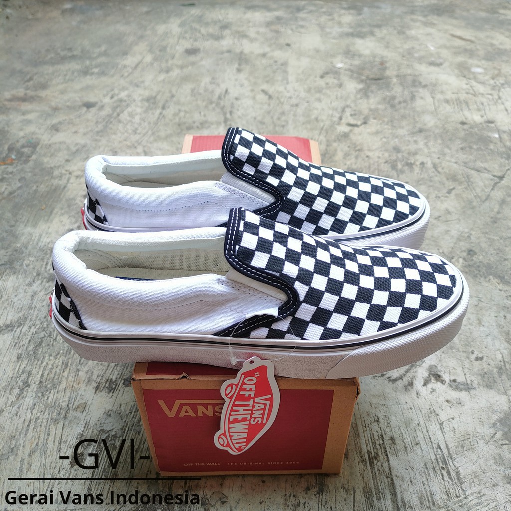 (GRATISSS!!!) VANS SLIP ON CLASSIC CHECKERBOARD BLACK WHITE WAFFLE DT PREMIUM BNIB-7