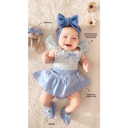 bloomers suit Baju setelan Sepatu Bandana rok pergi lucu fashion anak Pakaian baju bayi newborn cheer girl perempuan cewek murah Terlaris polkadot GEMPITA / FLORIDA / PAM / AUDREY /EUN JI CORRY / AIKO / TALITHA / NALISA / GIANNA / DALMI SIENA cherry