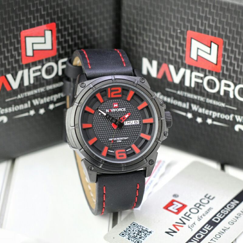 Jam tangan Naviforce 9066 tali kulit Original Pria