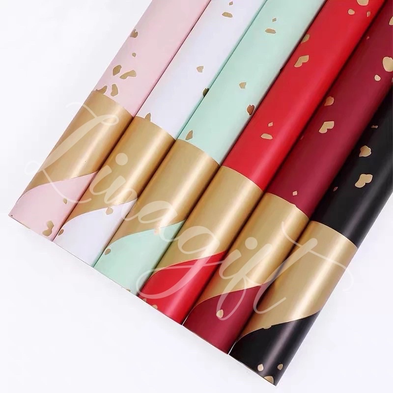 ( 5 Lembar ) BICOLOR GOLD FLAKES - FLOWER WRAPPING PAPER BICOLOR GOLF FLAKES / KOREAN DOUBLE COLOR GOLD CELLOPHANE / KERTAS BUNGA / DIY / RANGKAIAN BUKET FLORIST