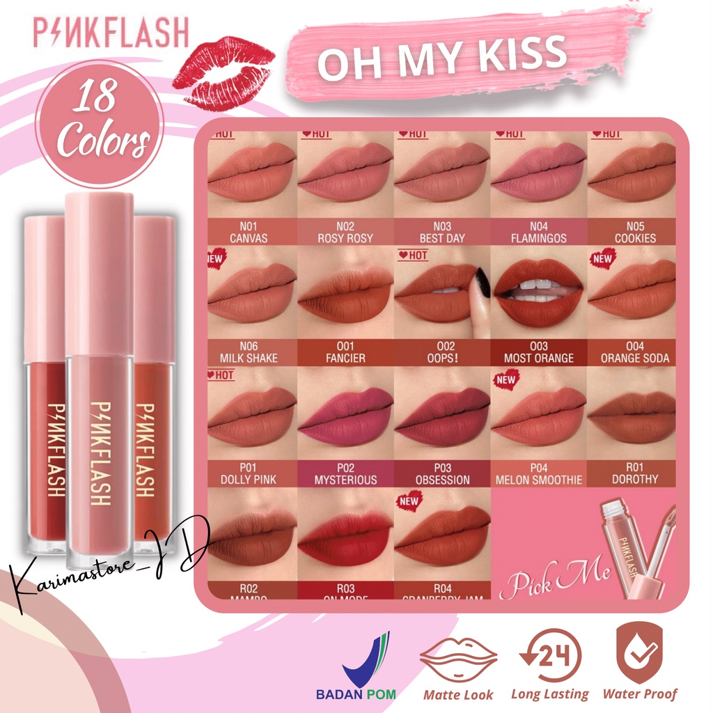 Original Lip Cream Matte PINKFLASH Lipstick Lip Gloss Melting Matte Lip Tint - Lipgloss Liptint Lipcream/Lipstik/Lipcream/Lip Matte