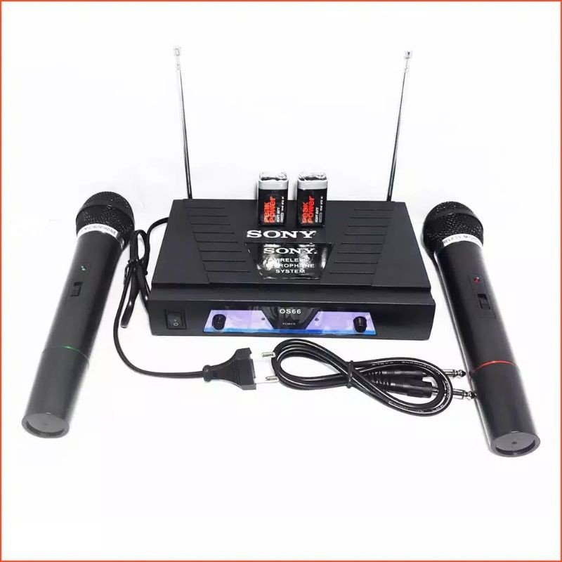 mic wireless sony os66 double mic handle sony os 66/mic tanpa kabel wireless microphone