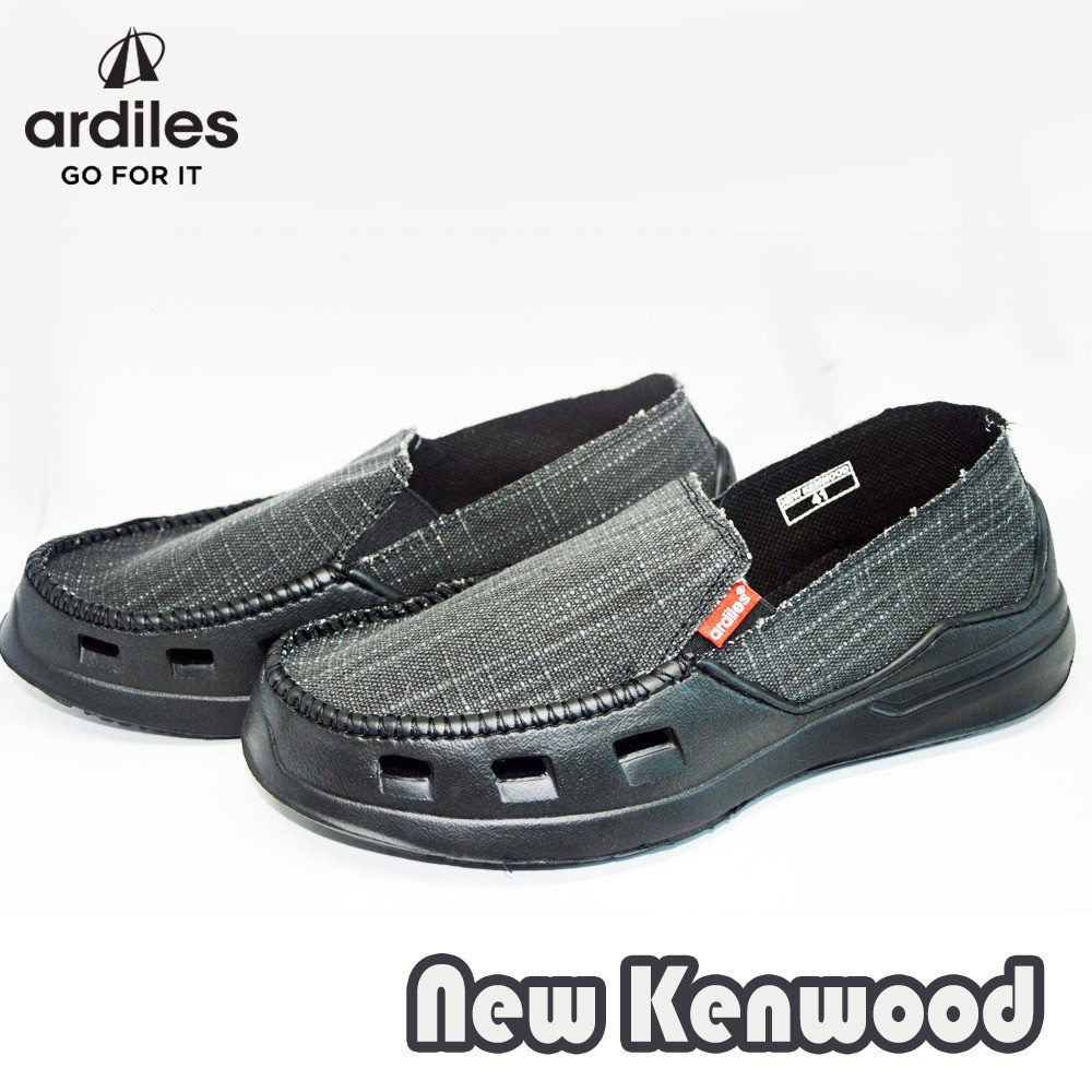 Sepatu Original Ardiles Model New Kenwood , Motif Rebel Trendy Nyaman Di Kaki - Hitam dan Abu