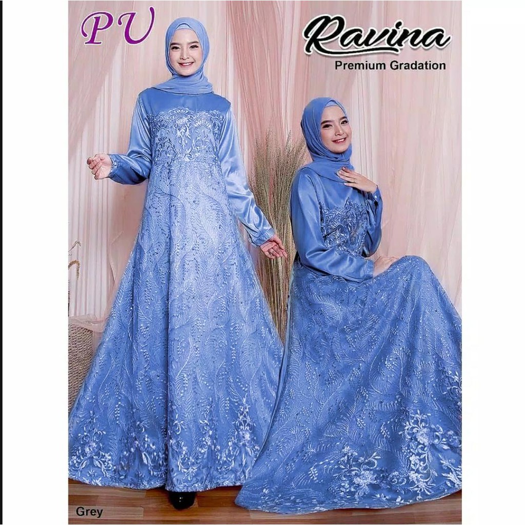 GAMIS BRUKAT RAVINA MAXI BRUKAT TILLE JUMBO/ DRESS KONDANGAN GAUN PESTA MUSLIM MEWAH READY SERAGAMAN