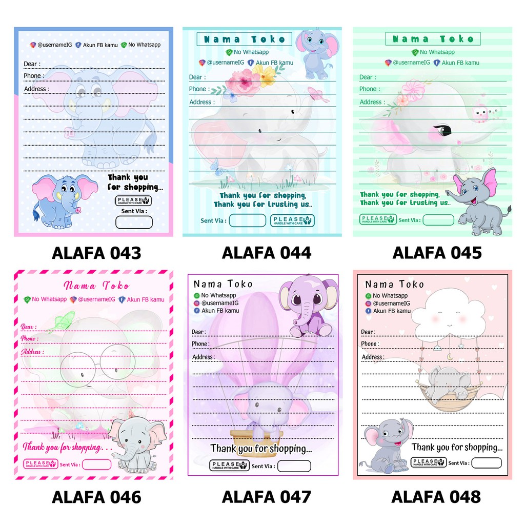 

1 pcs CUTE ELEPHANT SERIES - STIKER PENGIRIMAN - SHIPPING STIKER - LABEL PENGIRIMAN - STIKER OLSHOP