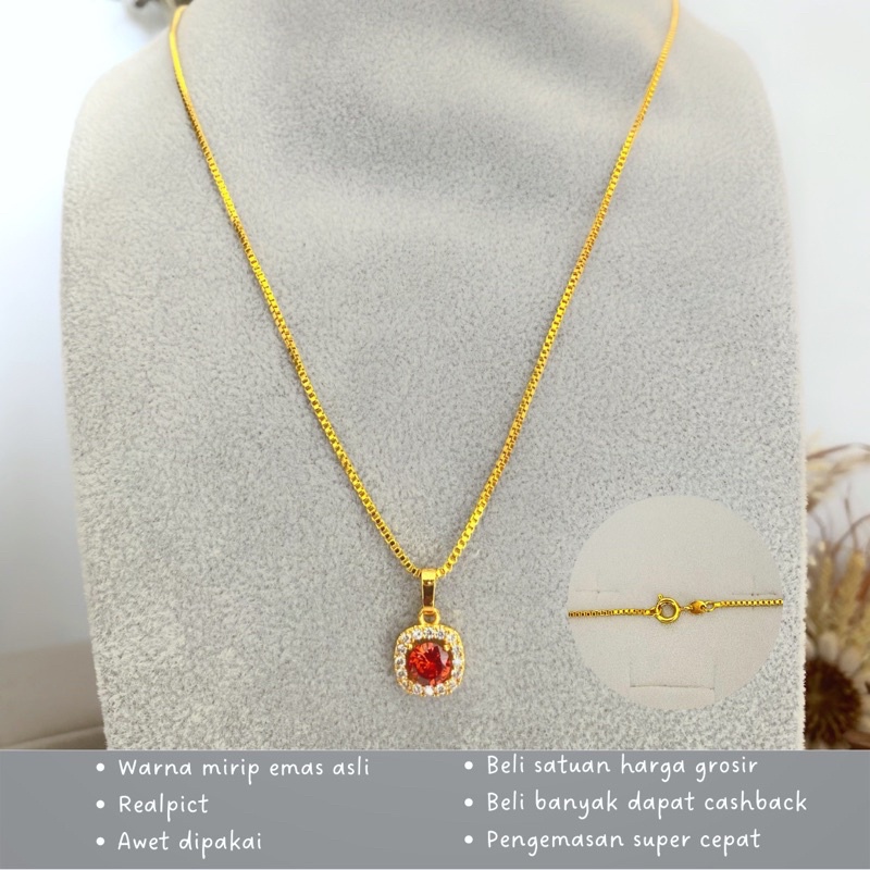 Kalung italy lapis emas 24 karat warna persis emas asli itali