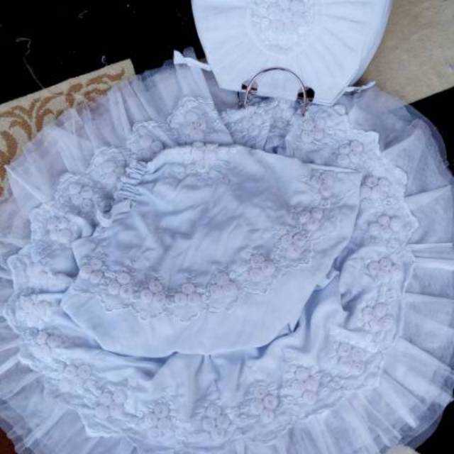 Mukenah bordir tile potongan dewasa warna senada