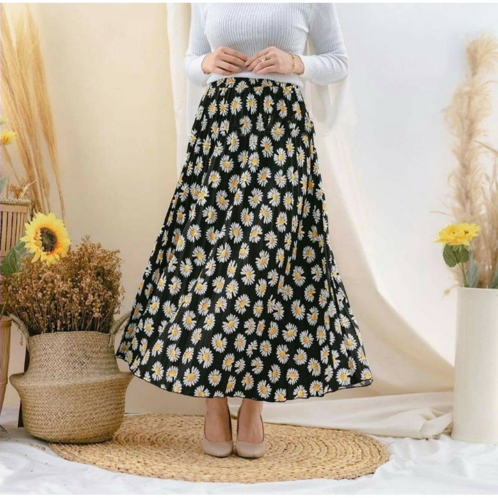 GS-ROK PLISKET DAISY PREMIUM / LILY DAILY PREMIUM /ROK PLISKET PANJANG/ROK PLISKET MOTIF BUNGA