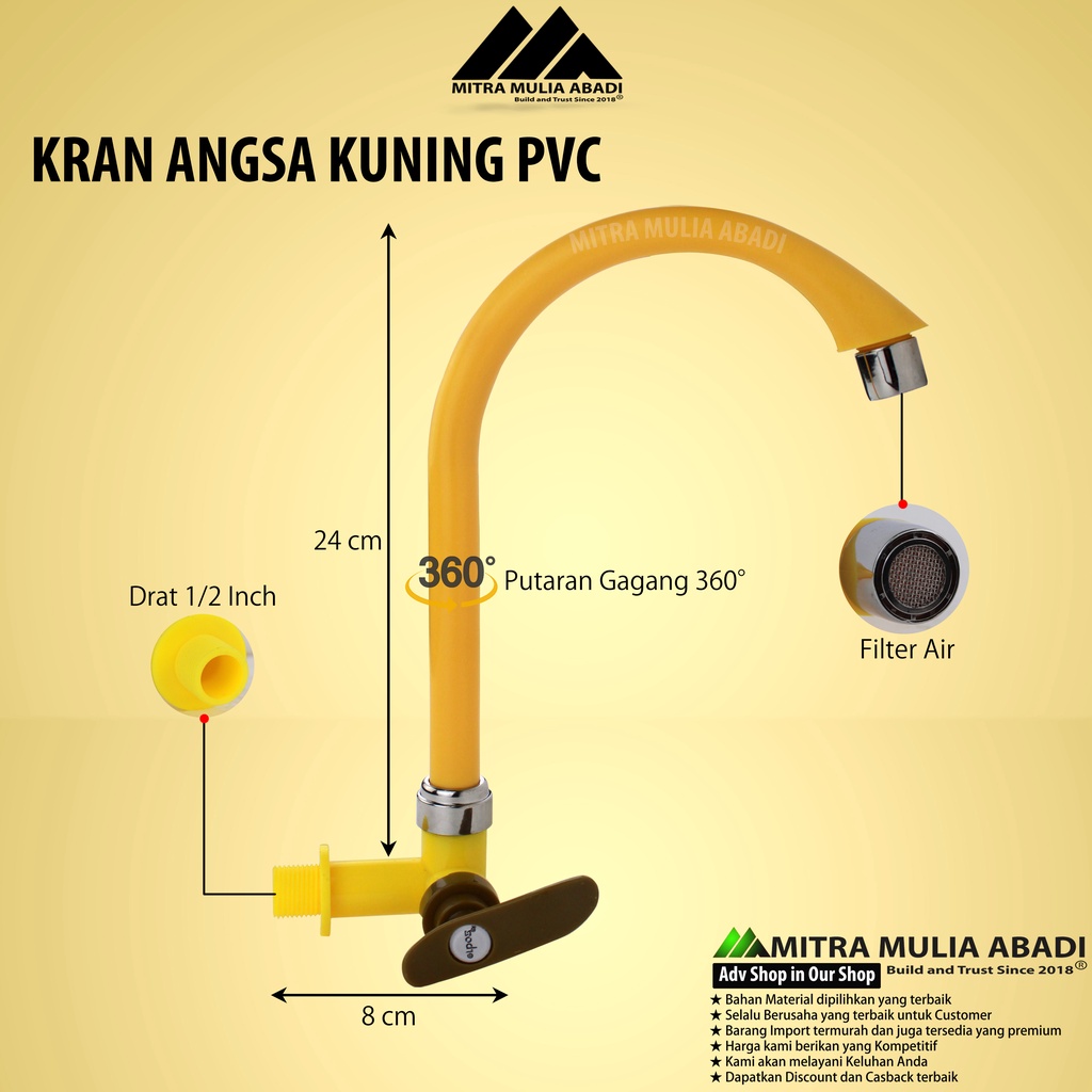 Kran Air Dapur 1/2 Pvc l Cuci Piring l Keran Angsa Plastik PVC