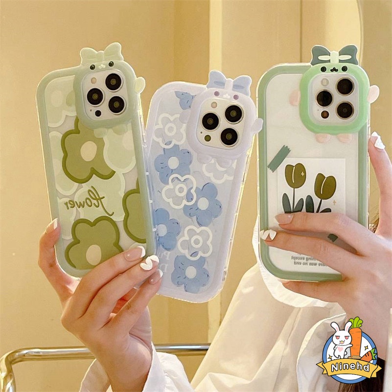 Soft Case Pelindung Lensa Motif Bunga Monster 3D Untuk iPhone 14 13 12 11 Pro Max X Xr Xs Max 7 8 6 6s Plus SE 2020