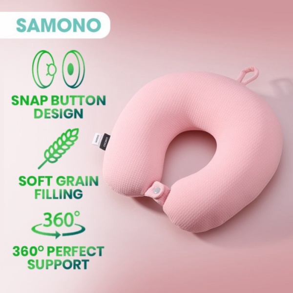Promo Bantal Leher SAMONO Bantal Leher Travelling SAMONO - Merah Muda Limited