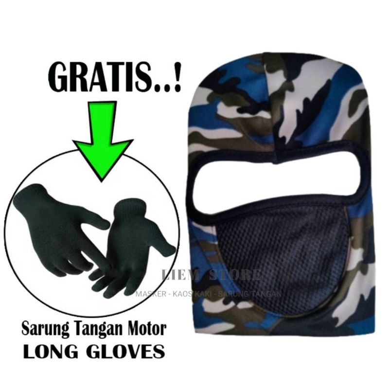 BUY 1 GET 1 FREE / MASKER NINJA  + (SARUNG TANGAN) / Masker Motor / Masker Balaclava