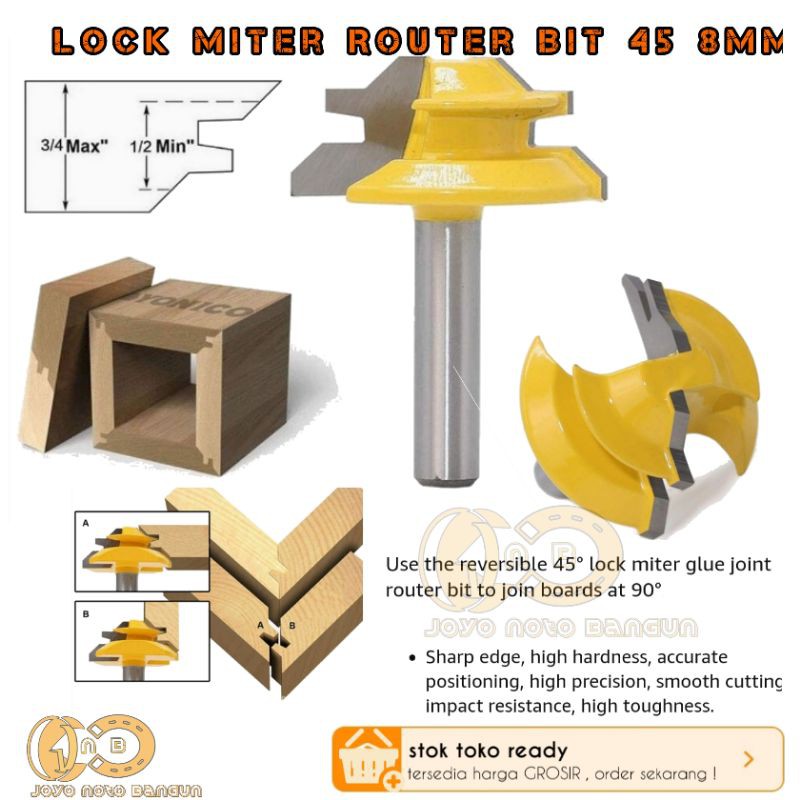 Mata bor profil mitter miter jointer sambungan kayu 8mm besar