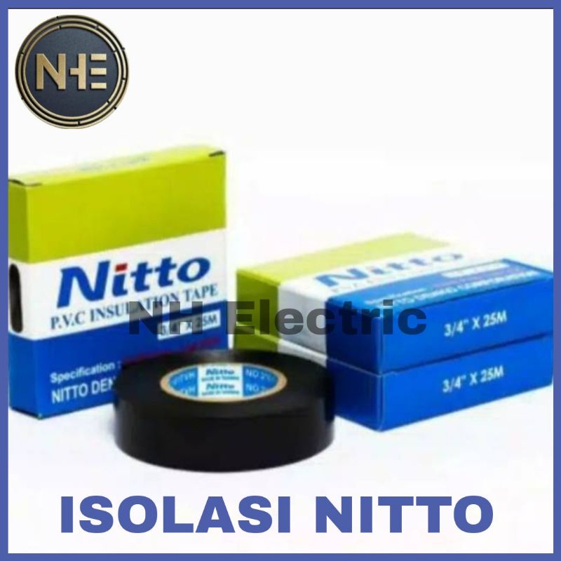 Isolasi Listrik Nitto - Isolasi Nitto - Lakban Nitto - Nitto Tape Pvc Insulation 3/4 X 25M (Hitam)