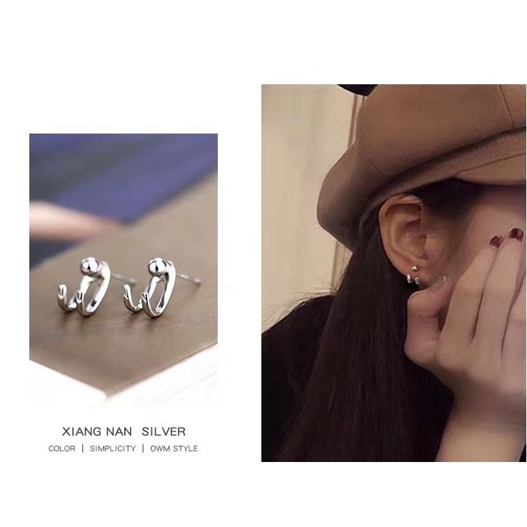 Anting Gantung Warna silver Gaya Korea Untuk Wanita perak aksesoris wanita