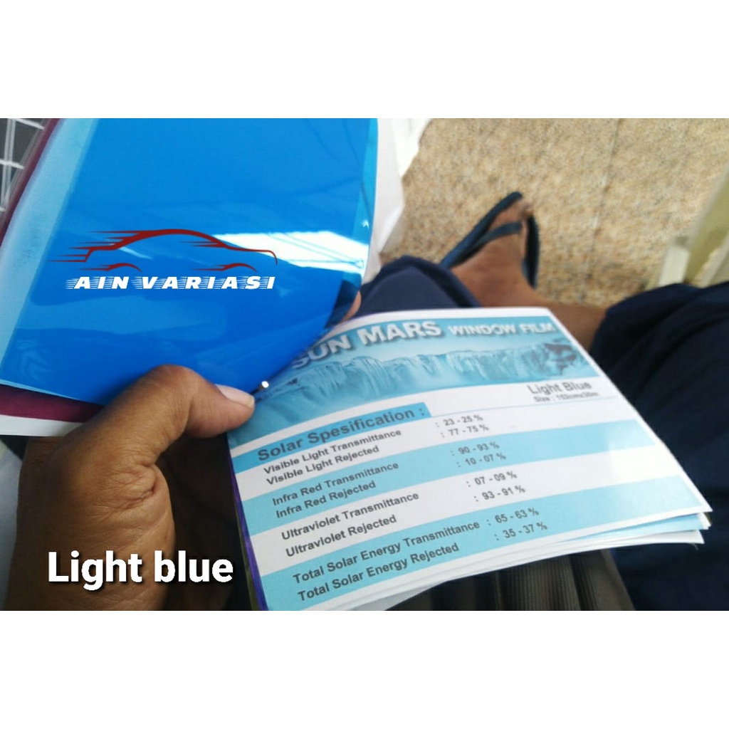 Stiker kaca film mobil jendela rumah kantor gedung ruko merk sun mars type light blue fashion terbaru