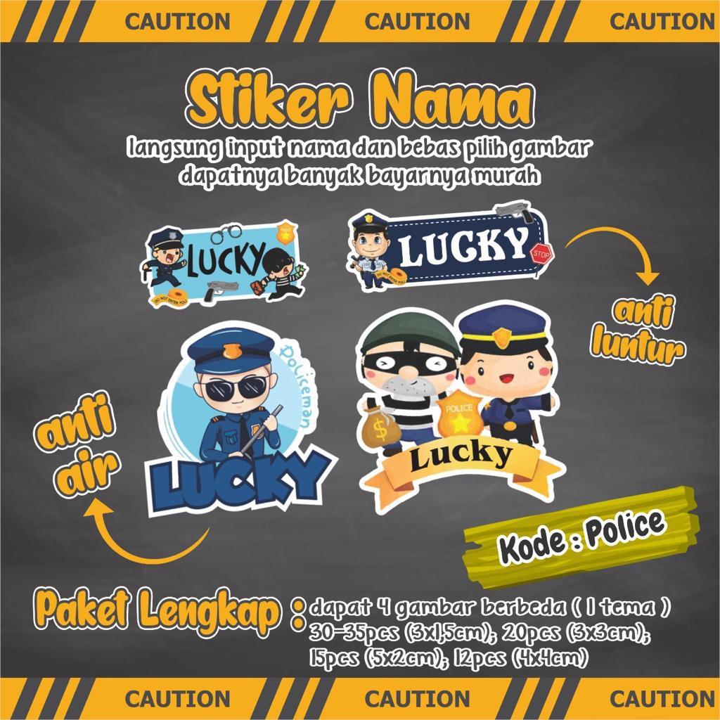 

Stiker Label Lucu dan Kekinian Custom Nama / Police / Pororo / Princess