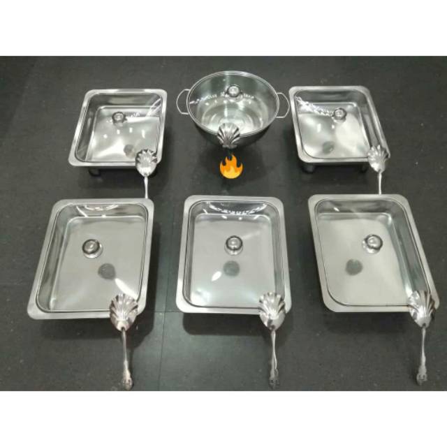 Jual Prasmanan Kaca Set (BONUS 6 Pcs Sendok Kerang) | Shopee Indonesia