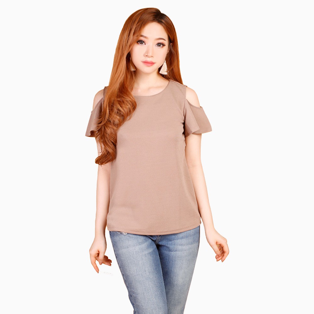 Blus Tangan Pendek Gaya Korea Bahu terbuka - XSHOP New May