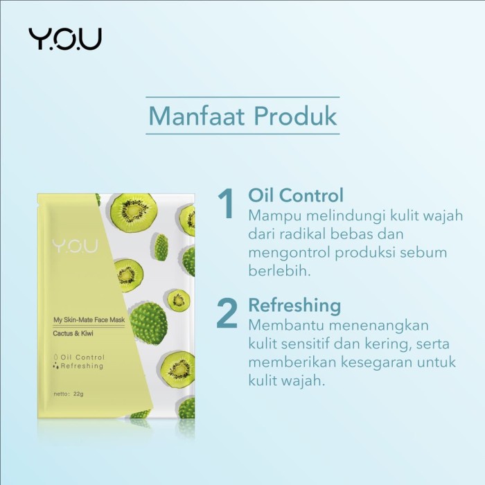 BEST SELLER My Skin-Mate Face Mask 3 in 1 by You Makeups - Cactus &amp; kiwi TBS