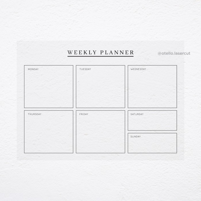 Minimalist Weekly Planner Akrilik Wall Calendar Dinding Papan Jadwal Kalender Schedule Tempel