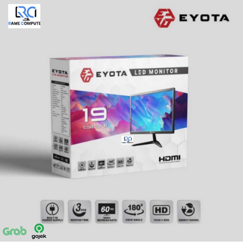 Eyota Monitor LED 19 Inch VGA &amp; HDMI New Panel Garansi Terjamin 1Tahun