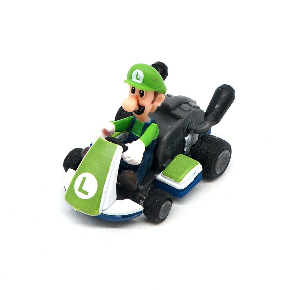 8pcs PVC Super Mario Kart Pull Back Car Princess Luigi  Bowser  Figure Kids Toys