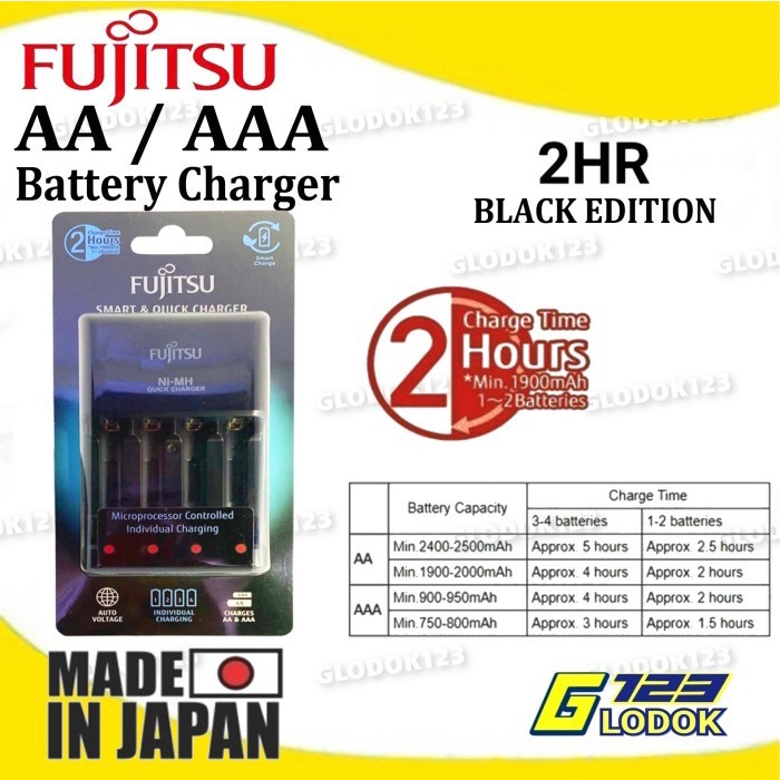 Fujitsu Quick Fast Charging Battery Charger Rechargeable Made In Japan