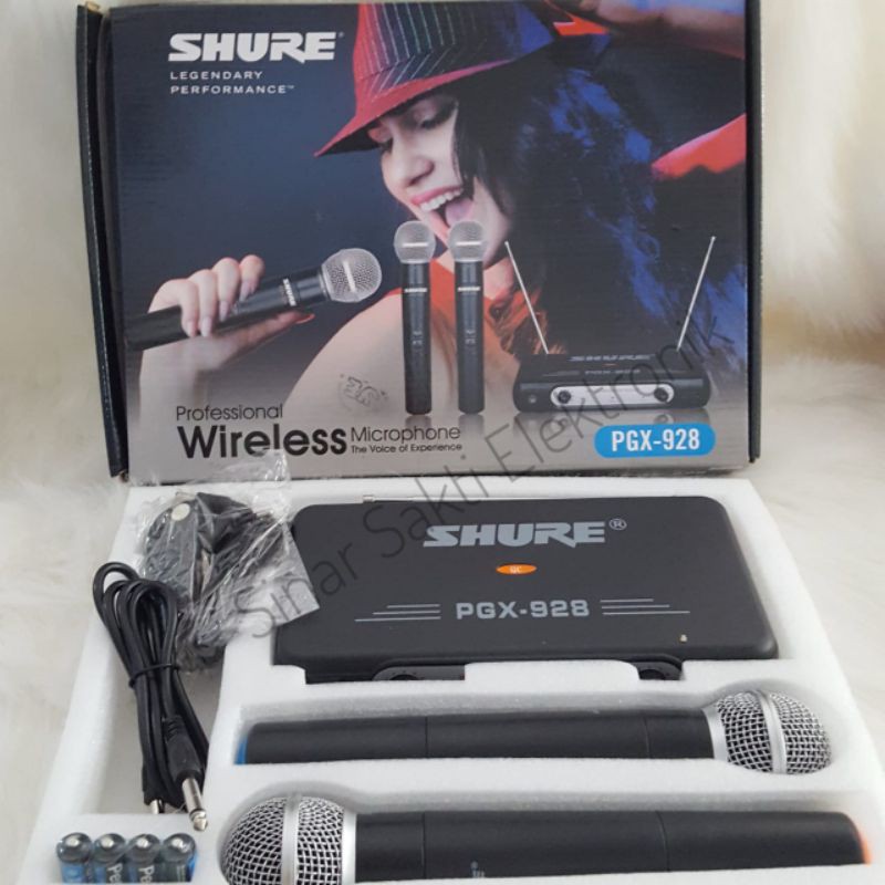 Mic Wireless Shure microphone handheld double mik UHF