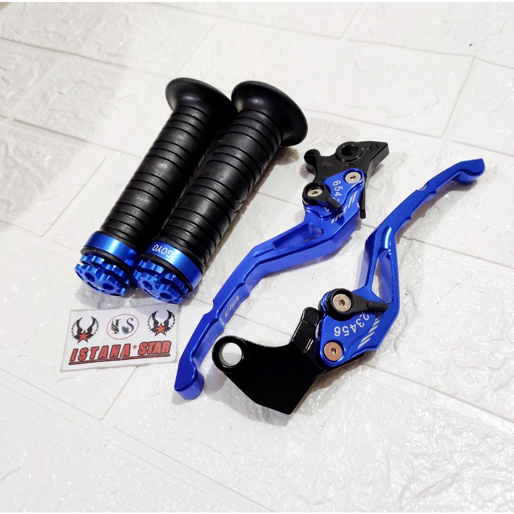 [PROMO] Handle REM dan KOPLING Stelan Variasi Motor FULL CNC Yamaha Vixion Old New RX King Scorpio Xabre R15 V3 New - biru HARGA 1 PAKET