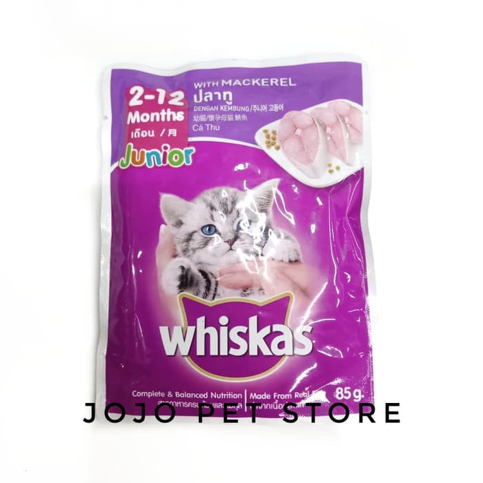 Whiskas Junior Mackarel 85 gr / Whiskas Basah / Makanan Kucing Basah