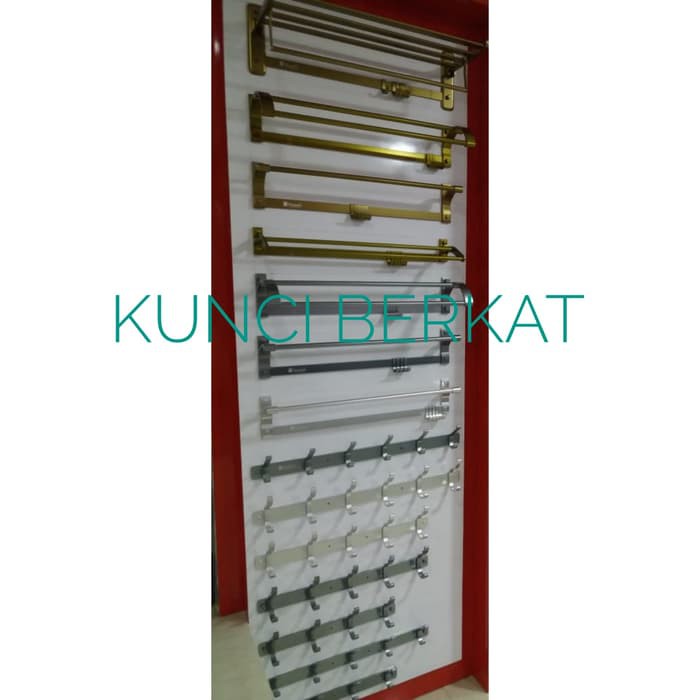 Gantungan Handuk/Towel Bar/4 baris + kait/5 baris/Almunium/Silver