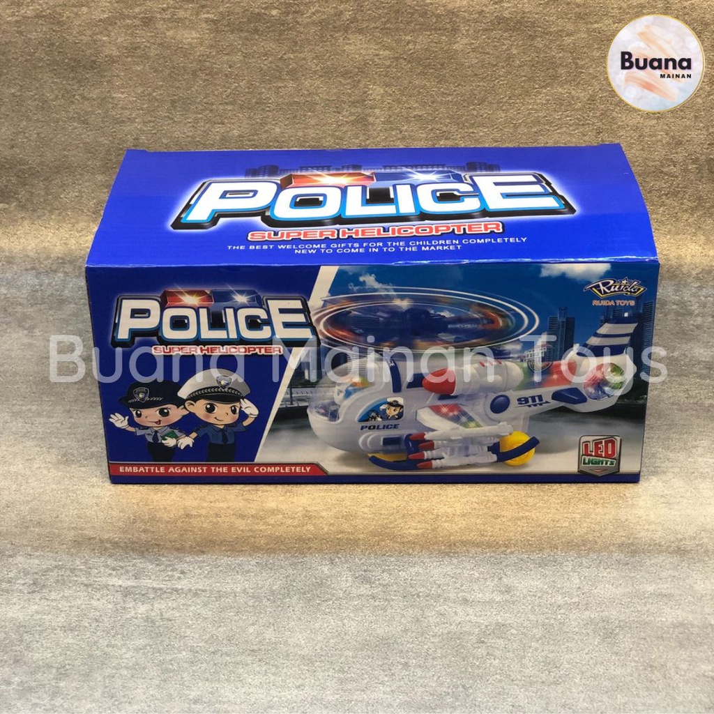 MAINAN ANAK HELIKOPTER POLISI BATERAI BESAR RUIDA TOYS LIGHT N SOUND