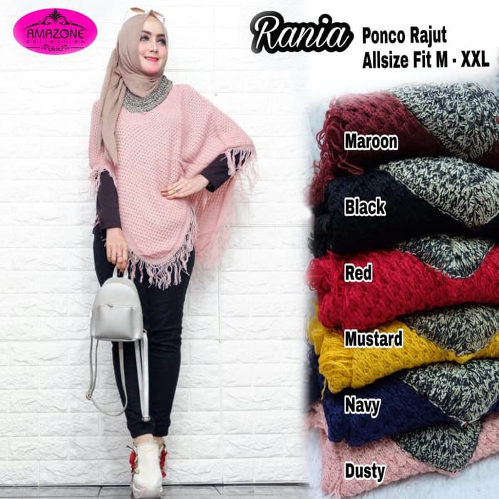 Baju Atasan Wanita Muslim Outer Rania Ponco Rajut