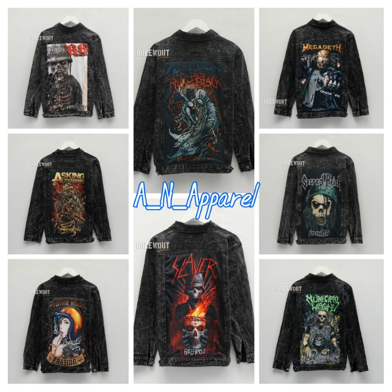 Jaket Jeans Bergambar // Jaket Jeans Gambar // Jaket Jeans Washing // Jaket Jeans Printing Belakang 