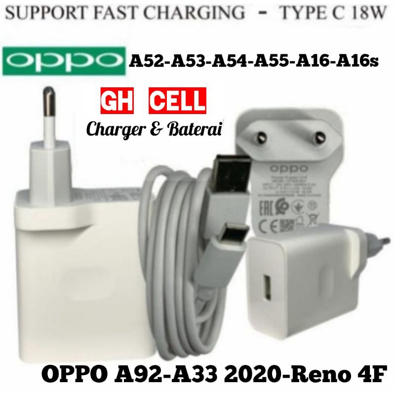Charger Oppo A16 A16s A5 2020 A9 2020 USB TYPE-C Original