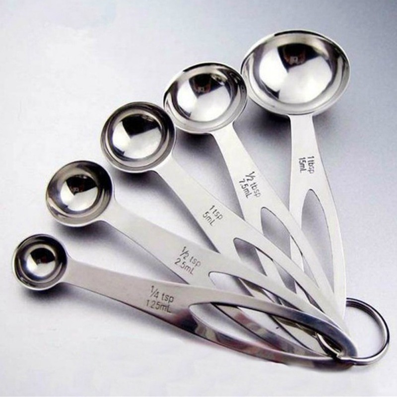 SENDOK TAKAR Stainless 5 Pcs Sendok Stainless Steel Measuring Spoon Set Sendok Ukur Sendok Takaran