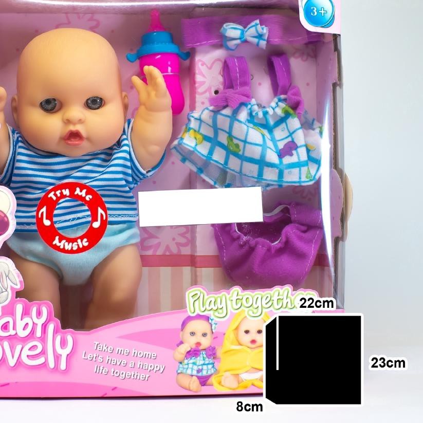 ✩ Mainan Anak Perempuan Boneka Bayi Lucu Suara Nyanyi Silikon Doll Baby Dot Botol Baju ❊