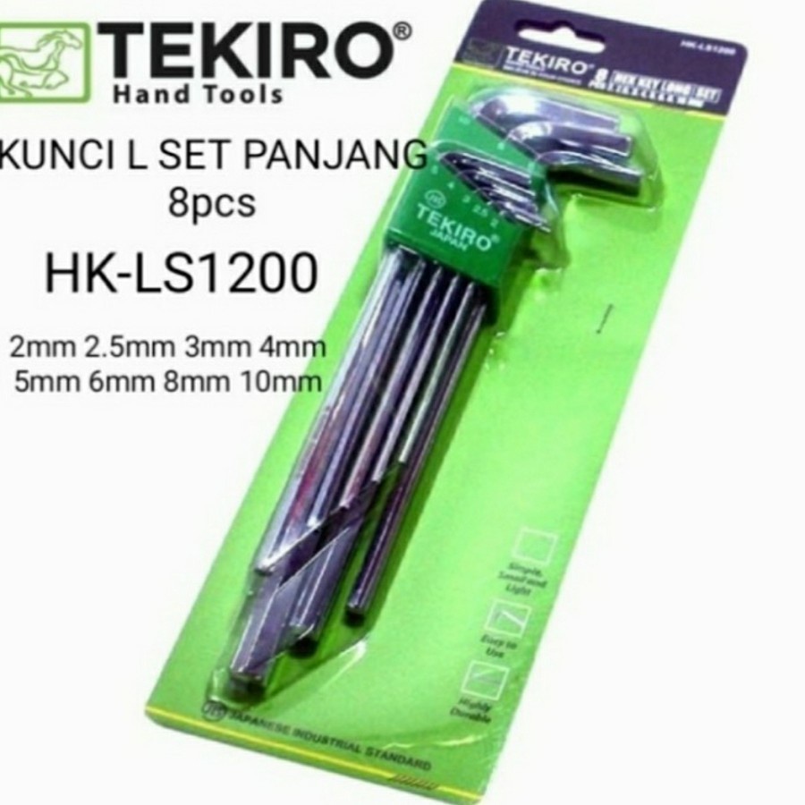 Kunci L Set Tekiro 8pcs PANJANG Original ORI Long Hex Key 2mm - 10mm 8 pcs