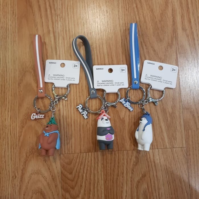 Gantungan Kunci / Aksesoris Gantungan Tas We Bare Bears Miniso Japan Keychain Panda Grizz Ice Bear