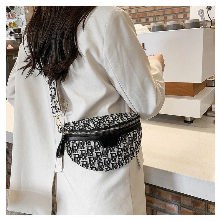 BJ15881 - BLACK/GRAY MOTIF D/MOTIF R - TAS SLINGBAG WAISTBAG WANITA FASHION IMPORT MODIS ELEGAN TERMURAH TERLARIS TERBARU BAGSTORE JAKARTA TAS BATAM ELJ5881 CR7582 BQ3347