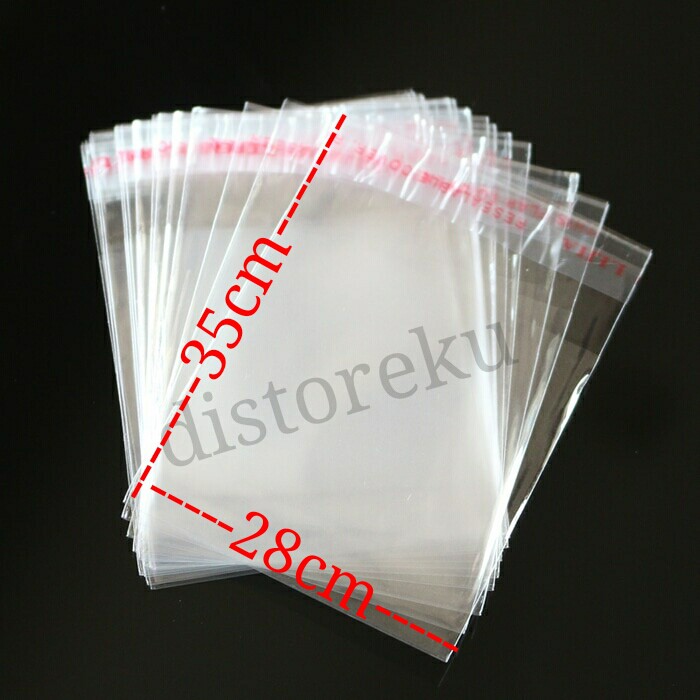 100PC PLASTIK OPP 28X35X03 PLASTIK LEM UNTUK UNDANGAN DAN BAJU MURAH