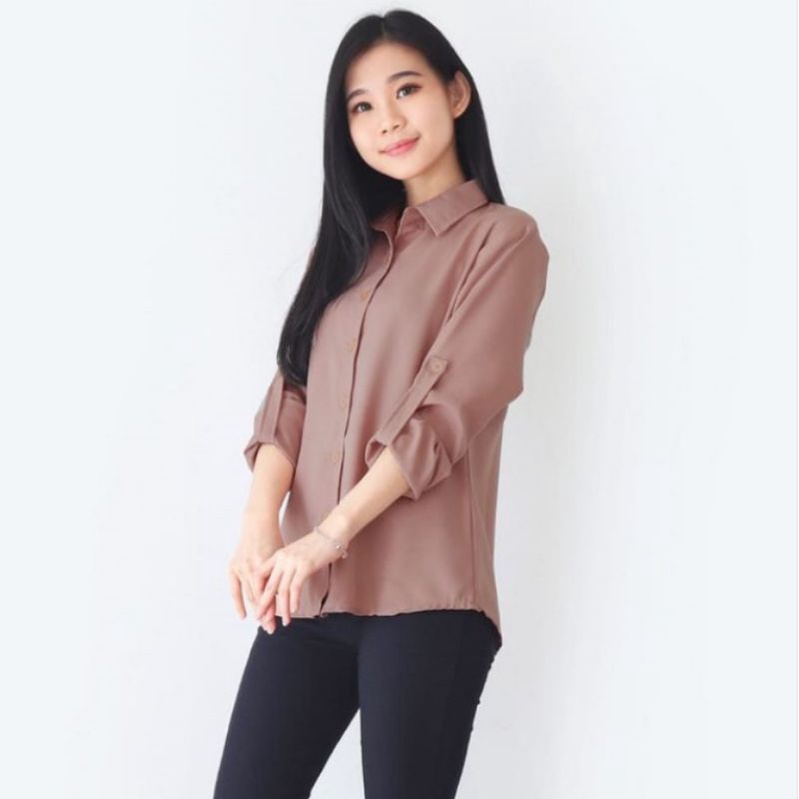 KEMEJA WANITA BASIC LENGAN PANJANG A059-707 SIZE M - L - XL - XXL