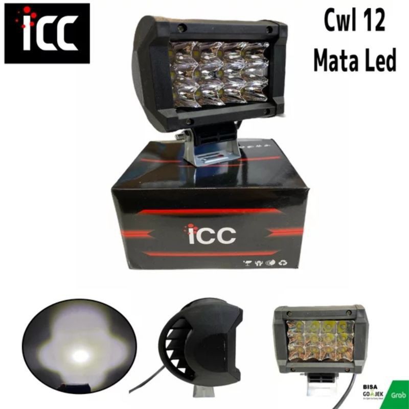 Lampu tembak sorot cree cwl LED 12 mata putih motor mobil