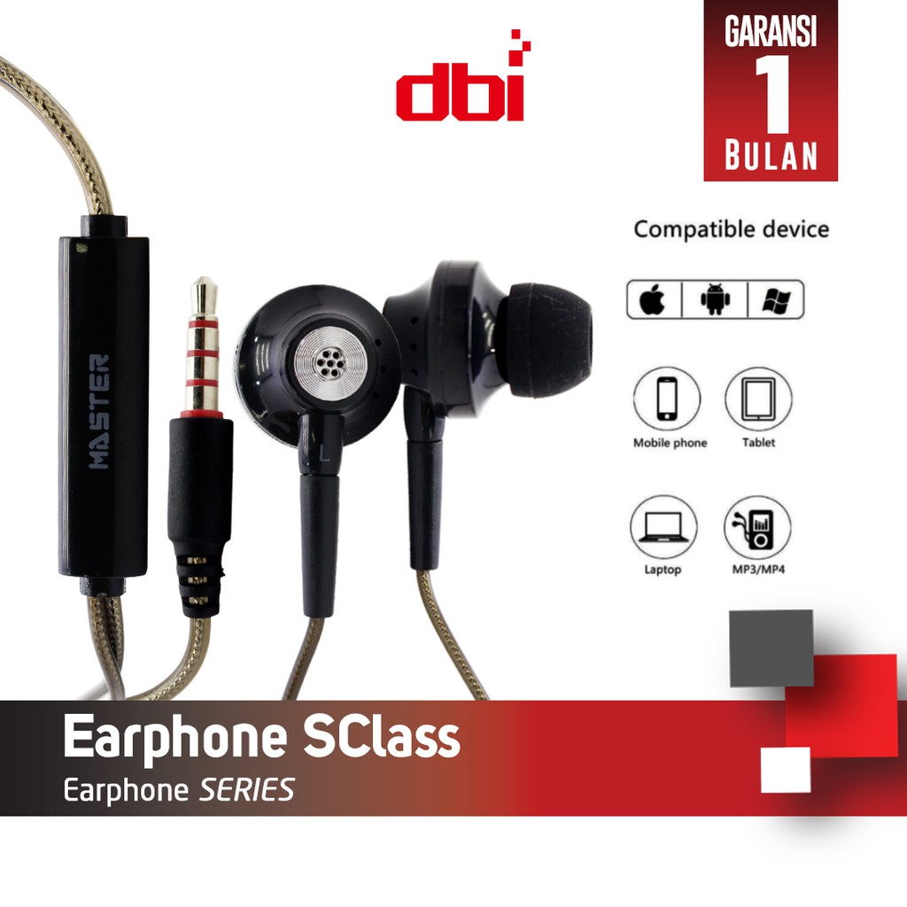 Stereo Headset - Earphone - Handsfree in Ear Universal Bass MASTER S Class