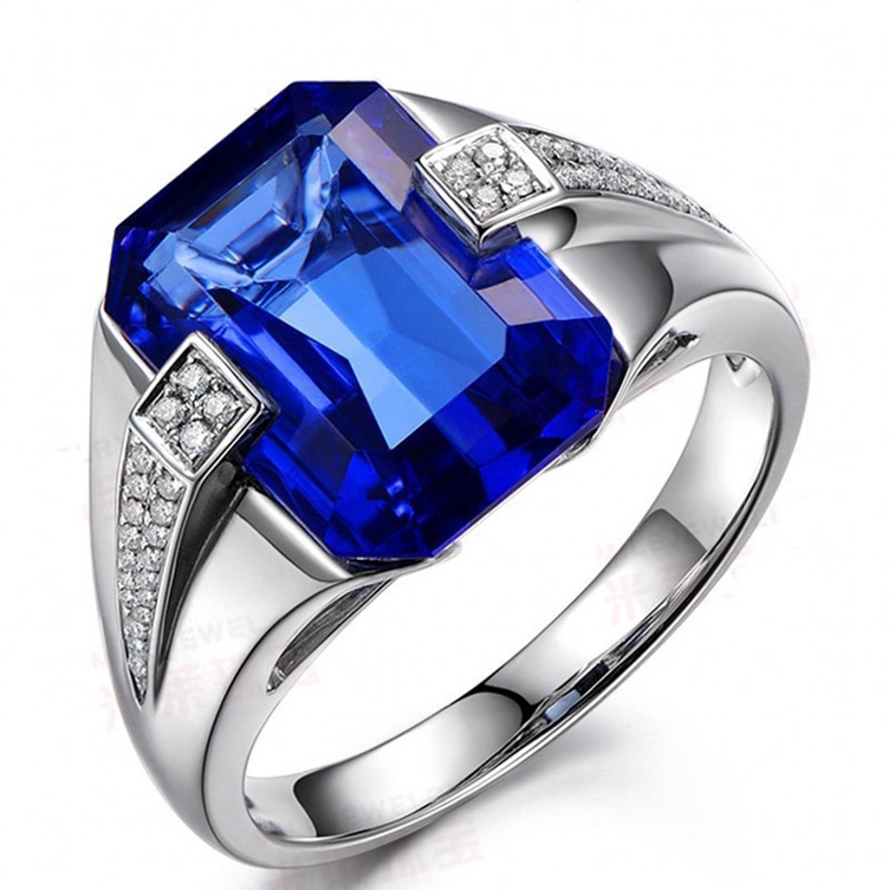 Cincin Pernikahan Bahan S925 Silver Aksen Sapphire Emerald Dan Berlian Untuk Pria Dan Wanita Silver Rings