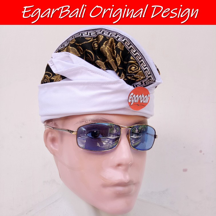 EgarBali udeng putih tepi patrasari emas