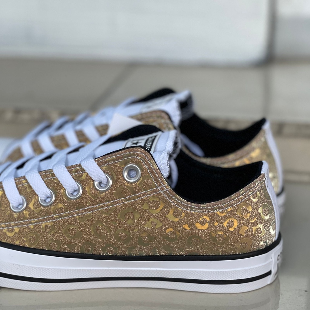 Converse Chuck Taylor All Star Ox Leopard Glitter Gold