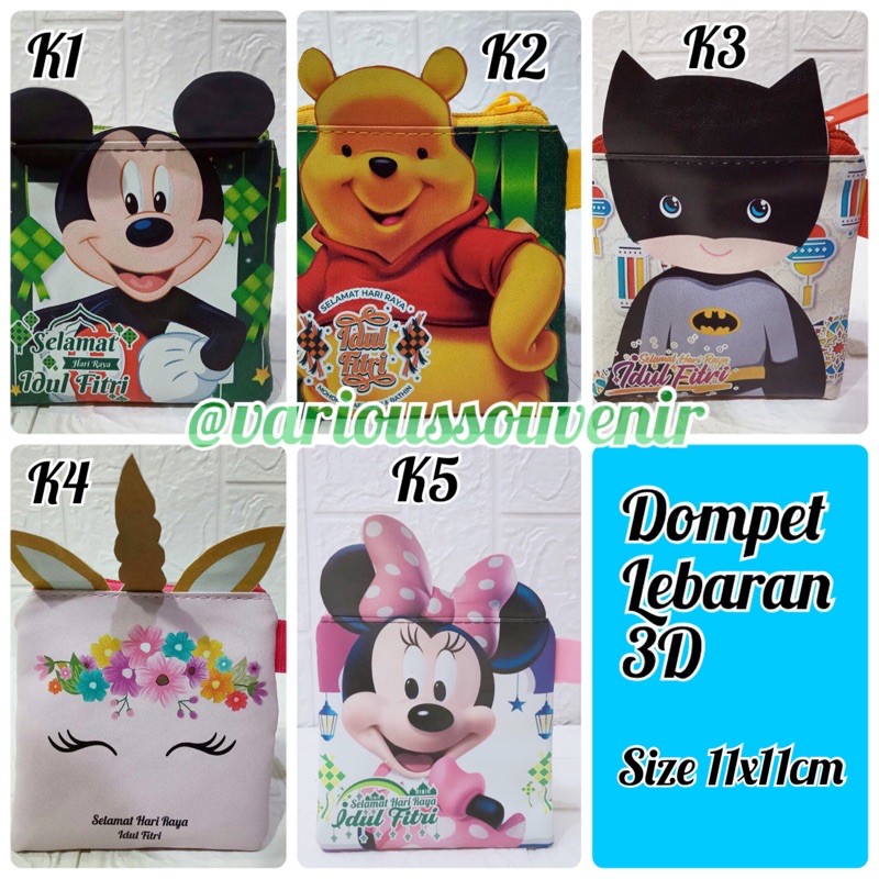 Dompet Lebaran Amplop Fitrah Idul Fitri Eid Mubarak 3D Kartun Mickey Pooh Unicorn Minnie Batman Lucu