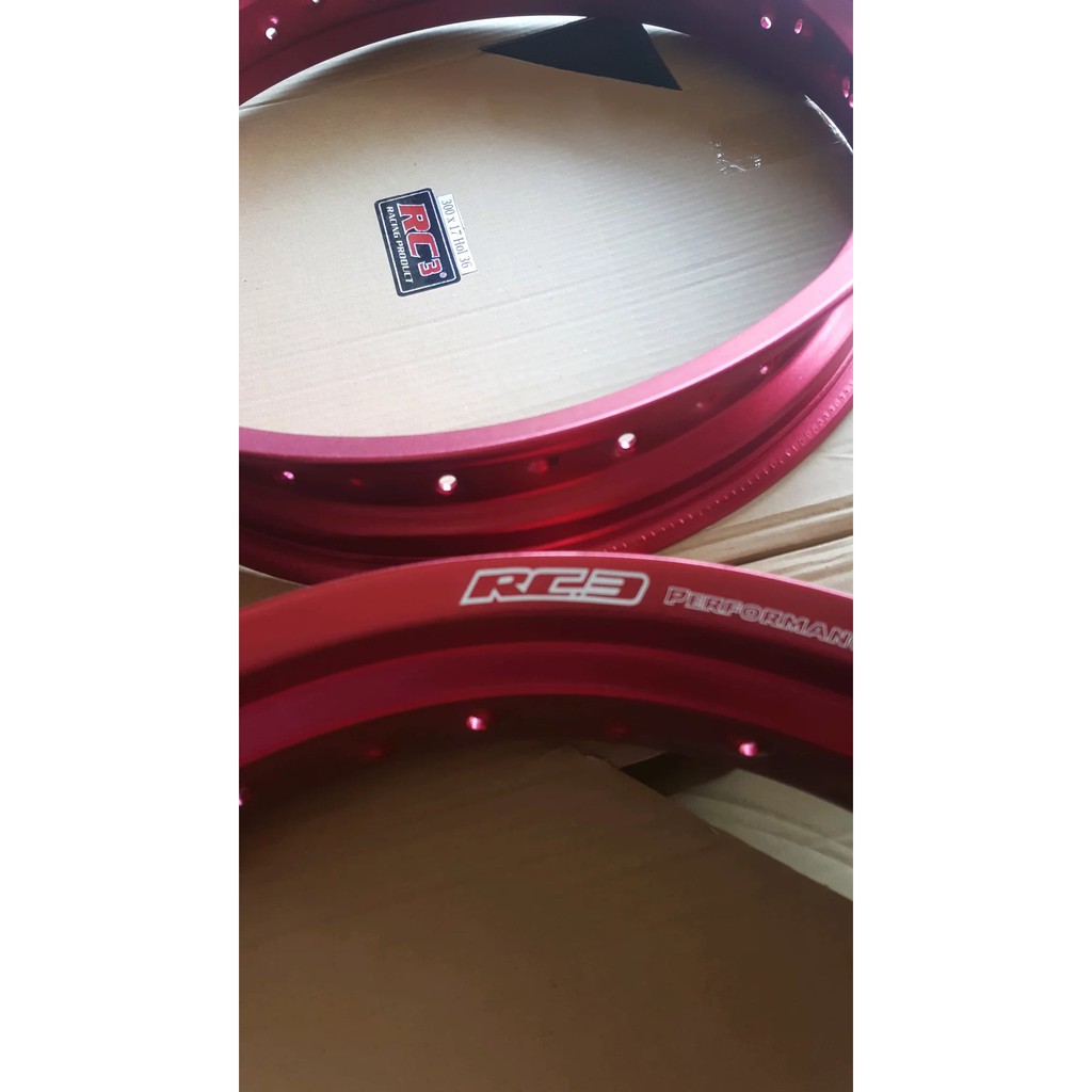 VELG CRF 150 L MERK VROSSI WARNA MERAH HOLE 32 BELAKANG HOLE 36 DEPAN